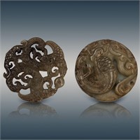 Pair Of Finely Caved Chinese Jade Pendants
