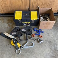 (2) Beam Clamps, Hook Anchor, Stanley Tool Box