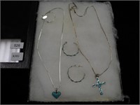 Turquoise and sterling heart-shaped pendant