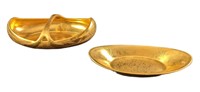 Two Vintage Gold Painted Small Platters Bowls