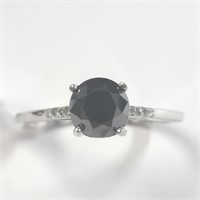 $2740 14K  Black Diamond(1.45ct) Diamond(0.05ct) R