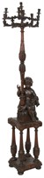 Figural French Putti Carved Floor Candelabra
