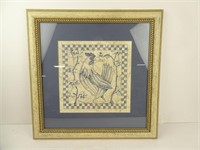 19" x 19" Blue Tile Rooster Print Wall Décor