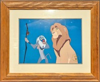 Framed Disney Lion King Simba & Rafiki Lithograph