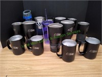 (10) Tumblers, Water Bottle & (4) Mugs