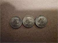 Three Susan B. Anthony One Dollar Coins