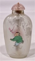 Snuff bottle, 1.75" x 3," Oriental figures on