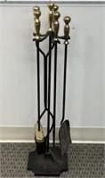 Brass and Iron Fireplace set with