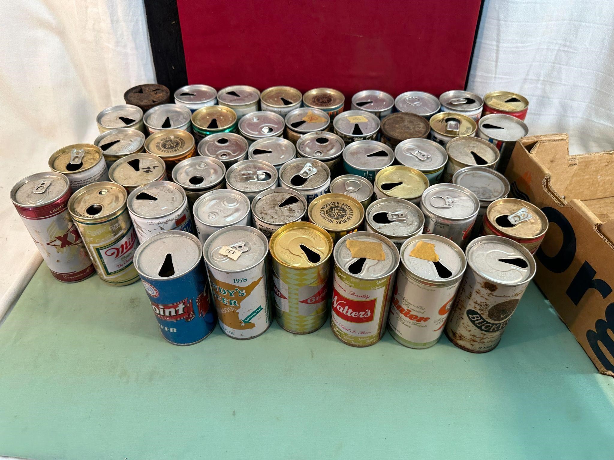 FLAT OF VINTAGE BEER CANS