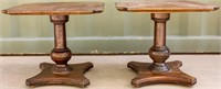 Furniture Vintage Set End Tables Burl Wood Walnut