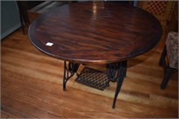 Pine Round Table w/Singer Sewing Machine Base