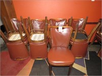 LOT, (8) PADDED WOOD DINING CHAIRS
