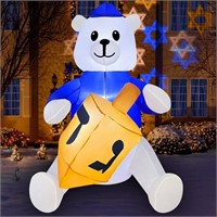 SEASONBLOW 4 Ft Hanukkah Inflatable Polar Bear Hol