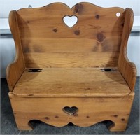Natural Wood Bench w/Heart Cut-Out