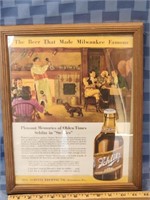 1937 Schlitz Beer Advertisement, 12x17, framed