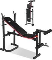 E9614 Foldable Weight Bench & Leg Developer, Black