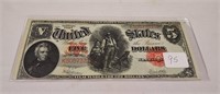 $5 U.S.N. Series 1907 VF