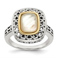 Sterling Silver 14K Mother Of Pearl Ring