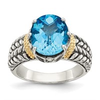 Sterling Silver 14k Swiss Blue Topaz Ring
