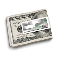 Black Mother of Pearl Inlay Silver-tone Money Clip