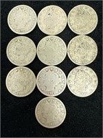 Lot of 10 1912 Liberty "V" Nickels