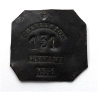 1856 CHARLESTON SLAVE TAG / SERVANT