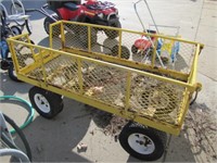 4 wheeled fold down sides yard cart 24x48