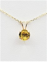 Yellow Sapphire Pendant w/ Chain-New