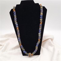 30" Boho Native Painted Stone Necklace