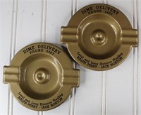 Pair of Dime Delivery Advert Ashtrays