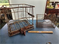 Vintage Metal Bottle Carrier & Vintage Mail Caddy