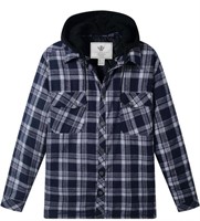 WENVEN MEN'S HOODED THICKEN PLAID FLANNEL QUILTED