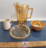 Vintage Ash Tray, Cups, & Pitcher