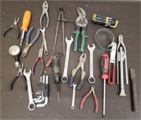 Flat of Assorted Tools. Combination Wrenches,