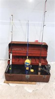 Tackle Box w / 3 Ice Fishing Rods