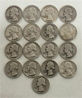 (21) SILVER  WASHINGTON QUARTER COINS