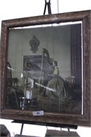 VINTAGE LADY WITH HARP HANGING ART