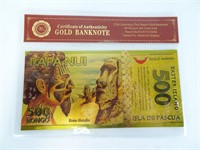 Gold Plated Replica Easter Island Note
