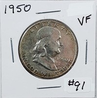 1950  Franklin Half Dollar   VF