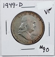 1949-D  Franklin Half Dollar   VF