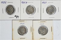 Lot of 5  Buffalo Nickels   G