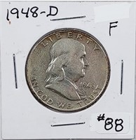 1948-D  Franklin Half Dollar   F