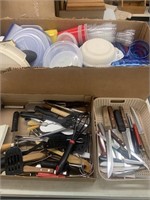 Boxes of kitchenware & knives