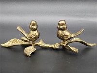 Vintage 2 Birds on Branch Solid Brass Figurine