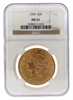 1900 Liberty Head MS61 $20.00 Gold Double Eagle
