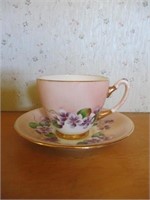 Violets cup and saucer