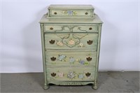Antique Chest of Drawers, Hand Painted Glove Box