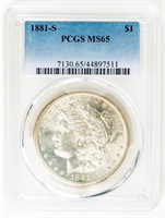 Coin 1881-S Morgan Silver Dollar PCGS-MS65