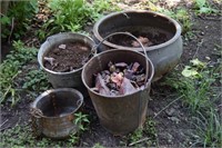 (4) Metal Pcs Used As Garden Pots/Planters
