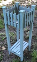 Picket Fence Style Painted Wood 2 Tier Plant Stand